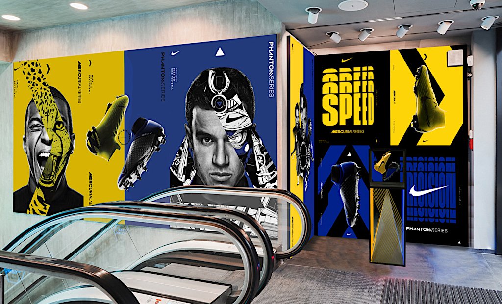 NIKE-„Always Forward“-Mock-up für den 11teamsports-Store in Berlin